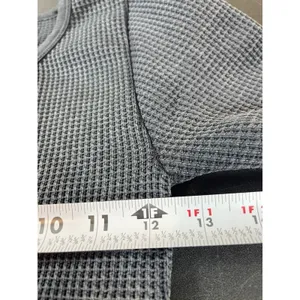 OFFLINE Aerie XS Main Squeeze Waffle Crop Top Gray Henley Long Sleeve Thumbholes thumbnail 10