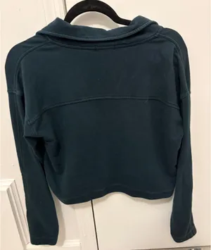 FLX Dark Green Quarter Zip Crop Top thumbnail 2
