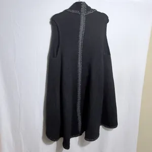 Alice + Olivia Black Long Open Front Wool Alpaca Blend Sweater Vest Size XS/S thumbnail 2