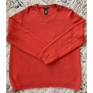 Vintage LL Bean‎ Sweater Womens Large Orange Fishermancore Chunky Thick Ski thumbnail 3
