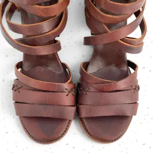 Freebird by Steven Makala Cognac Stars Moons Tall Leather Heeled Sandal Size 10 thumbnail 8