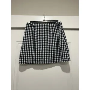 American Eagle Gingham Notched Mini Skirt Black White Sz Medium Game Day Preppy thumbnail 3