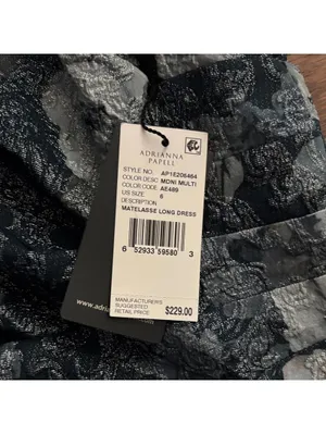 Adrianna Papell Matelasse Elegant Floral Maxi Dress with Slit Midnight Blue Prom thumbnail 4