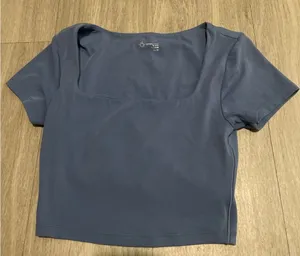 Stylish Blue Square Neck Crop Top Size XS thumbnail 1