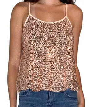 Sparkly Pink Sequined RUE 21 Tank Top Cami Camisole ~ Ladies Size LARGE thumbnail 1