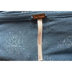 Free People Women's S Sydney Chambray Combo Bishop Sleeve‎ Top NWT Blue Stretch thumbnail 3