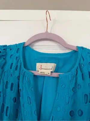 Anthropologie Somerset Aqua Blue Eyelet Maxi Dress thumbnail 6