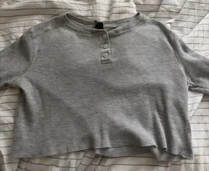 Wild Fable Crop Top Long Sleeve Grey thumbnail 1