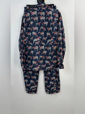J.Crew Cotton Poplin Pajama pant Set in Party Animal Print Zebras thumbnail 5