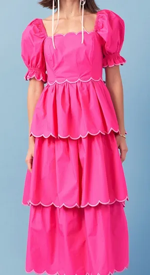 English Factory Fuchsia Tiered Dress - $185 MSRP - Size S thumbnail 1