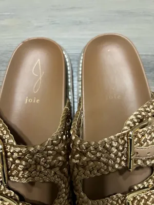 Joie Woman’s Gold Braided Buckle Summer Slide on Sandals Size 7.5M thumbnail 3