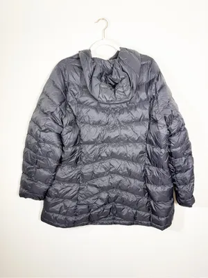 Eddie Bauer Hooded Chevron Down Parka Winter Coat Black XXL thumbnail 5