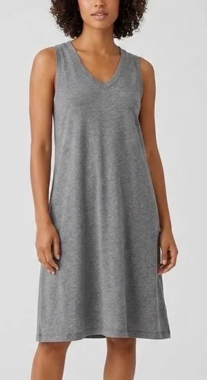 Pact Womens Grey Organic Cotton Sleeveless V-Neck Shift Mini Dress Size Small thumbnail 1