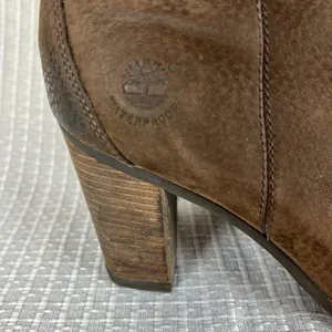 Timberland Boots Womens 8.5 Brown Leather Waterproof Block Heels‎ Zip Up Ankle thumbnail 2