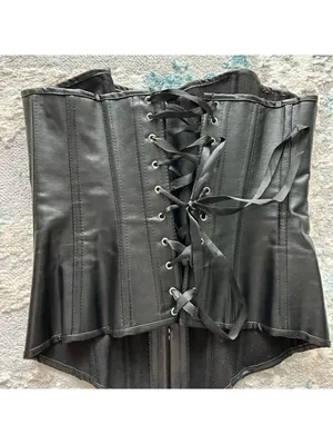 PrettyLittleThing Faux Leather Sexy Strapless Corset Top Black M Edgy Festival thumbnail 4