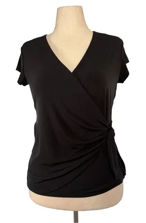 Tahari Black Side Tie Wrap Top | Size Medium thumbnail 1