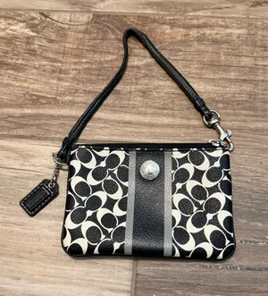 Coach Black Chelsea Heritage Stripe Wristlet thumbnail 1
