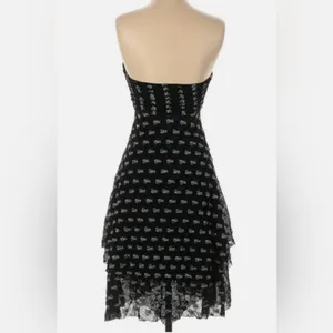 Free People Vintage Embroidered Strapless Dress Mesh Tiered Whimsigoth Medium thumbnail 5