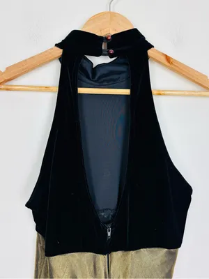 Vintage Roberta 90s Gold Lamé Bias Cut Velvet Halter Maxi Gown 9/10 thumbnail 5