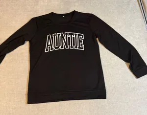 Auntie Sweatshirt Black Graphic Long Sleeve Pullover Size M‎ Varsity Lettering thumbnail 1