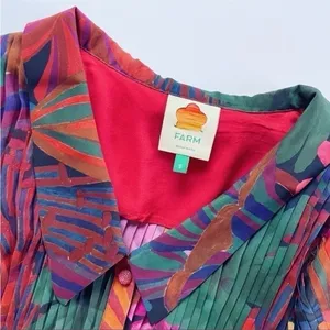 NEW Farm Rio Women’s Bird Flowers Pleated Shirt Multicolor thumbnail 11