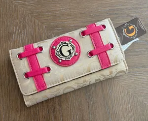 Guess Beige Wallet with Hot Pink Accents thumbnail 1