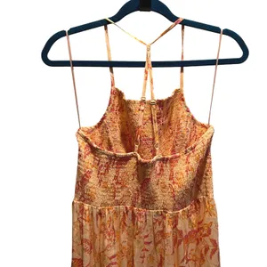 Free People Dusk Coral Combo Smocked Maxi Dress Floral Print‎ Halter Style Large thumbnail 7