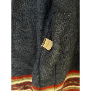 Mademoiselle Knitwear Vintage Nordic Fair Isle Wrap Belted Cardigan Sweater Blue thumbnail 4