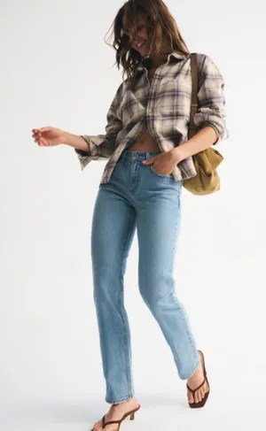 Curve love Mid-Rise 90s Straight Abercrombie Jeans thumbnail 1