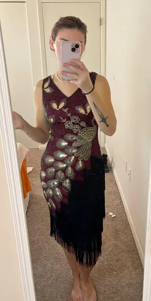 20’s inspired peacock fringe dress thumbnail 2