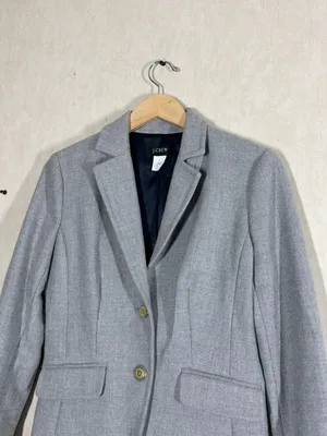 J. Crew Women’s 100% Wool Blazer Jacket Two Button Tailored in Gray 8 thumbnail 2