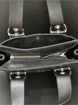 Vintage Y2K COACH F10911 Soho Carryall Satchel Black Leather Contrast Stitching thumbnail 5