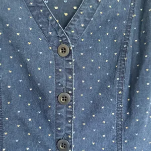 Madewell Indigo Denim Cap Sleeve Button-Down Dress, Embroidered Hearts, Size 2 thumbnail 7