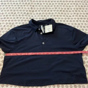 NWT Fabletics Classic Navy Boxy Short Sleeve Polo Shirt Size Medium Blokecore thumbnail 9