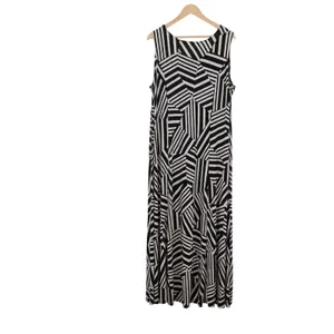 Susan Graver Dress Womens XL Maxi Geometric Stripes Black White Sleeveless Exc thumbnail 5