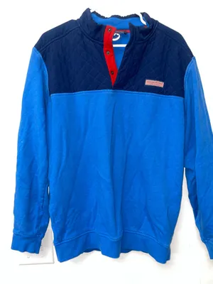 Vineyard Vines Quilted Pullover Sweatshirt Blue Snap Button Preppy Men’s medium thumbnail 1