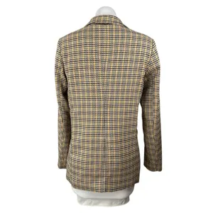 Vila Beige Plaid Tweed Collared Long Sleeve Pockets Blazer Coat Jacket Size 36 thumbnail 2
