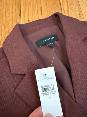 NWT Ann Taylor Deep brown/burgundy fall Thanksgiving single button blazer linen thumbnail 2