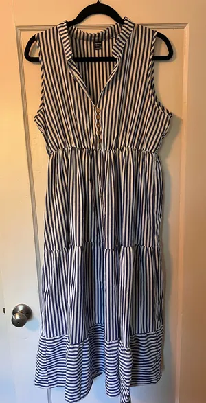 Blue and White Stripped Dress Size L thumbnail 1
