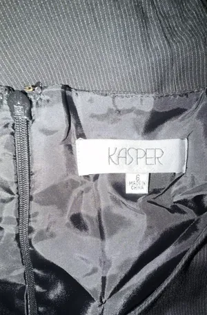 Kasper 2-Piece Pinstripe Dress & Ruffle Jacket Suit Set - Black / Grey, Size 6 thumbnail 9