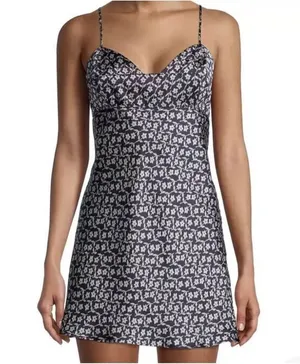 Free People Intimately Free On Our Radar Floral Satin Slip Dress Blue M thumbnail 1
