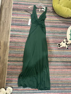 NWT Princess Polly Frederica Plunge Maxi Dress Forest Green thumbnail 4