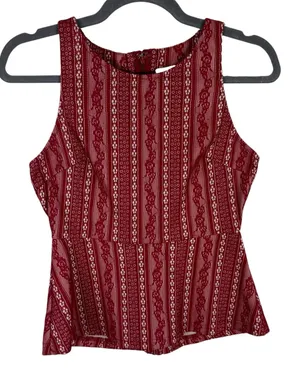 Alya Red Lace Strappy‎ Racerback Lined Peplum Tank Blouse Size S thumbnail 1