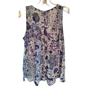 Converse One Star Blue Floral Sheer Sleeveless Top Size M Worn By Actress On TV thumbnail 2