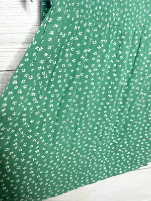American Eagle Green Floral Tie Sleeve Smocked SquareNeck Mini Dress Size Medium thumbnail 5