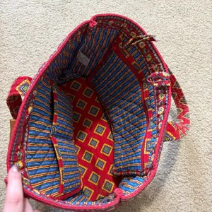 Vera Bradley Villa Red toggle tote shoulder bag, vintage Vera thumbnail 7