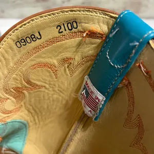 Anderson Bean Cowboy Boots Men's Size 9 Women's 10.5 Turquoise Square Toe Brown thumbnail 6