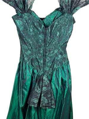 Lorelie Vintage Emerald Lace Tulle Bow Prom Dress Romantic Gothic Ethereal Sz 10 thumbnail 9