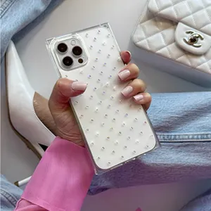 Elegant White Rhinestone iPhone 15 Pro Phone Case thumbnail 1