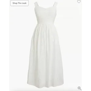 NEW J.Crew Eyelet Midi Dress Cotton Cottagecore Pockets Retro A Line White US 6 thumbnail 3